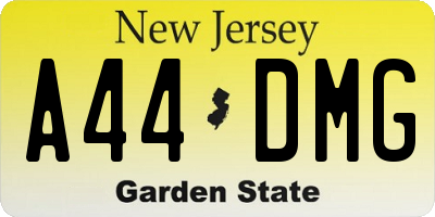 NJ license plate A44DMG