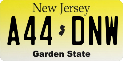 NJ license plate A44DNW