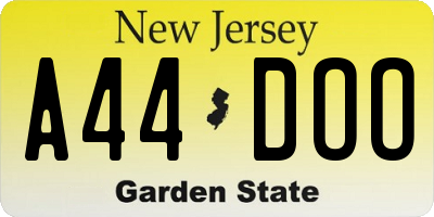 NJ license plate A44DOO