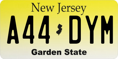 NJ license plate A44DYM