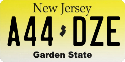 NJ license plate A44DZE