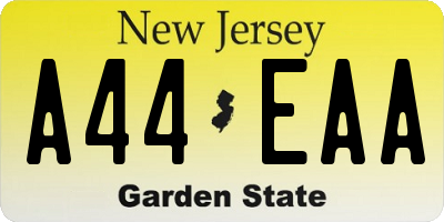 NJ license plate A44EAA
