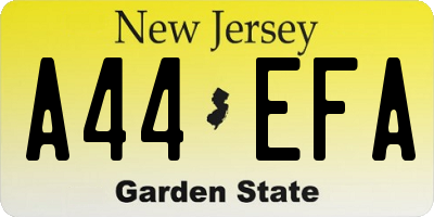 NJ license plate A44EFA