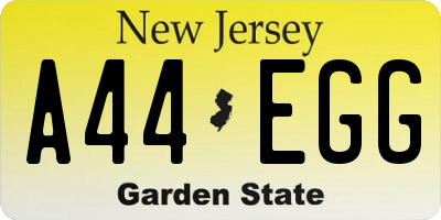 NJ license plate A44EGG