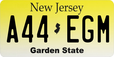 NJ license plate A44EGM