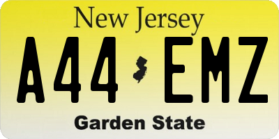 NJ license plate A44EMZ