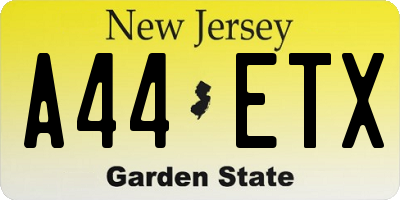NJ license plate A44ETX