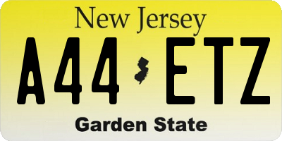 NJ license plate A44ETZ