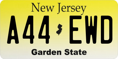 NJ license plate A44EWD