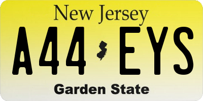 NJ license plate A44EYS