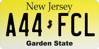 NJ license plate A44FCL