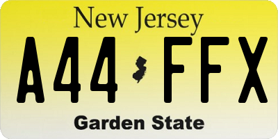 NJ license plate A44FFX
