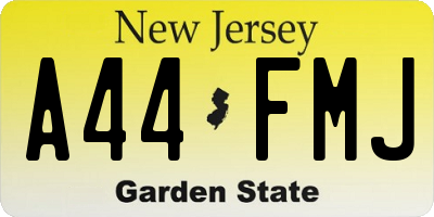 NJ license plate A44FMJ