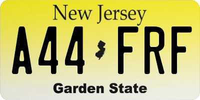 NJ license plate A44FRF