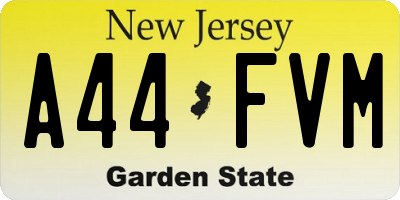 NJ license plate A44FVM