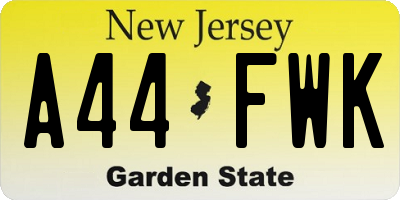 NJ license plate A44FWK