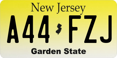 NJ license plate A44FZJ