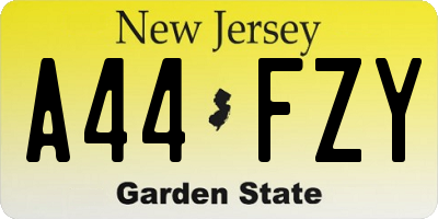 NJ license plate A44FZY