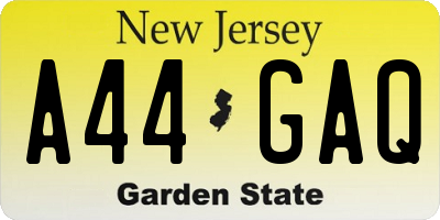 NJ license plate A44GAQ