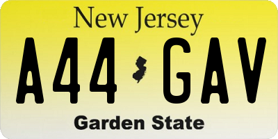 NJ license plate A44GAV