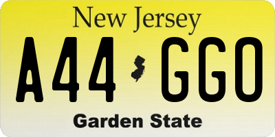 NJ license plate A44GGO