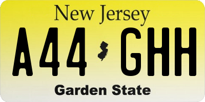 NJ license plate A44GHH