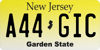 NJ license plate A44GIC