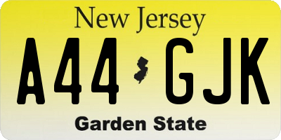 NJ license plate A44GJK