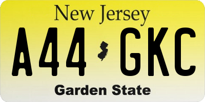 NJ license plate A44GKC