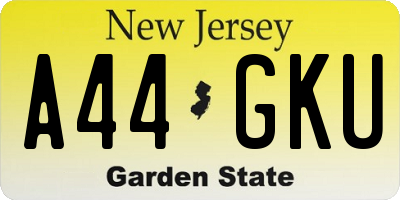 NJ license plate A44GKU