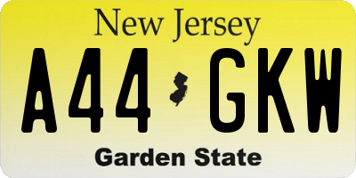 NJ license plate A44GKW