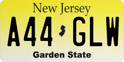 NJ license plate A44GLW