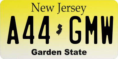 NJ license plate A44GMW