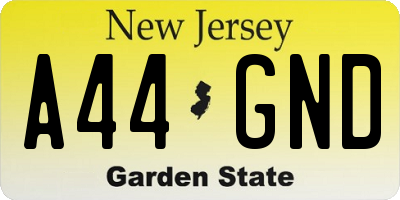 NJ license plate A44GND