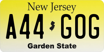NJ license plate A44GOG