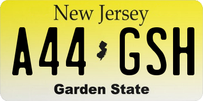 NJ license plate A44GSH