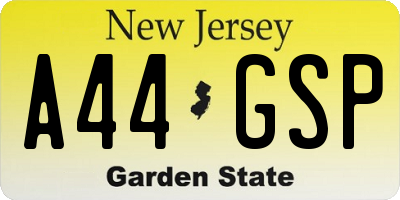 NJ license plate A44GSP