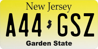 NJ license plate A44GSZ