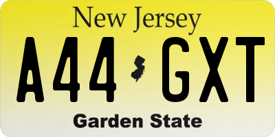 NJ license plate A44GXT