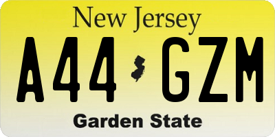 NJ license plate A44GZM