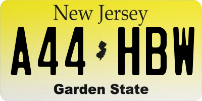 NJ license plate A44HBW