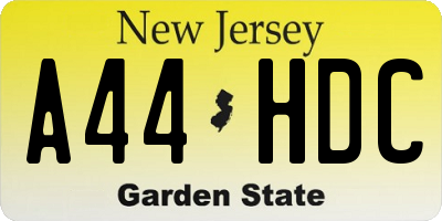 NJ license plate A44HDC
