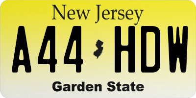 NJ license plate A44HDW