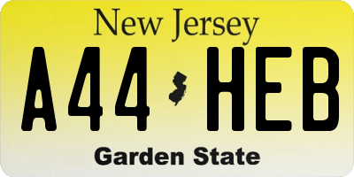 NJ license plate A44HEB