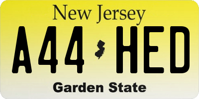 NJ license plate A44HED