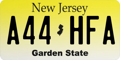 NJ license plate A44HFA