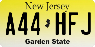 NJ license plate A44HFJ