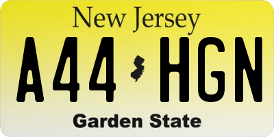 NJ license plate A44HGN