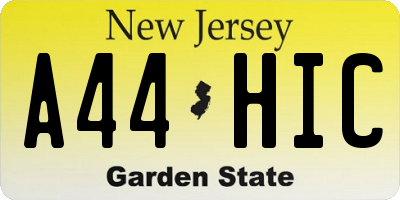 NJ license plate A44HIC