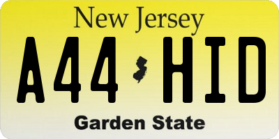 NJ license plate A44HID